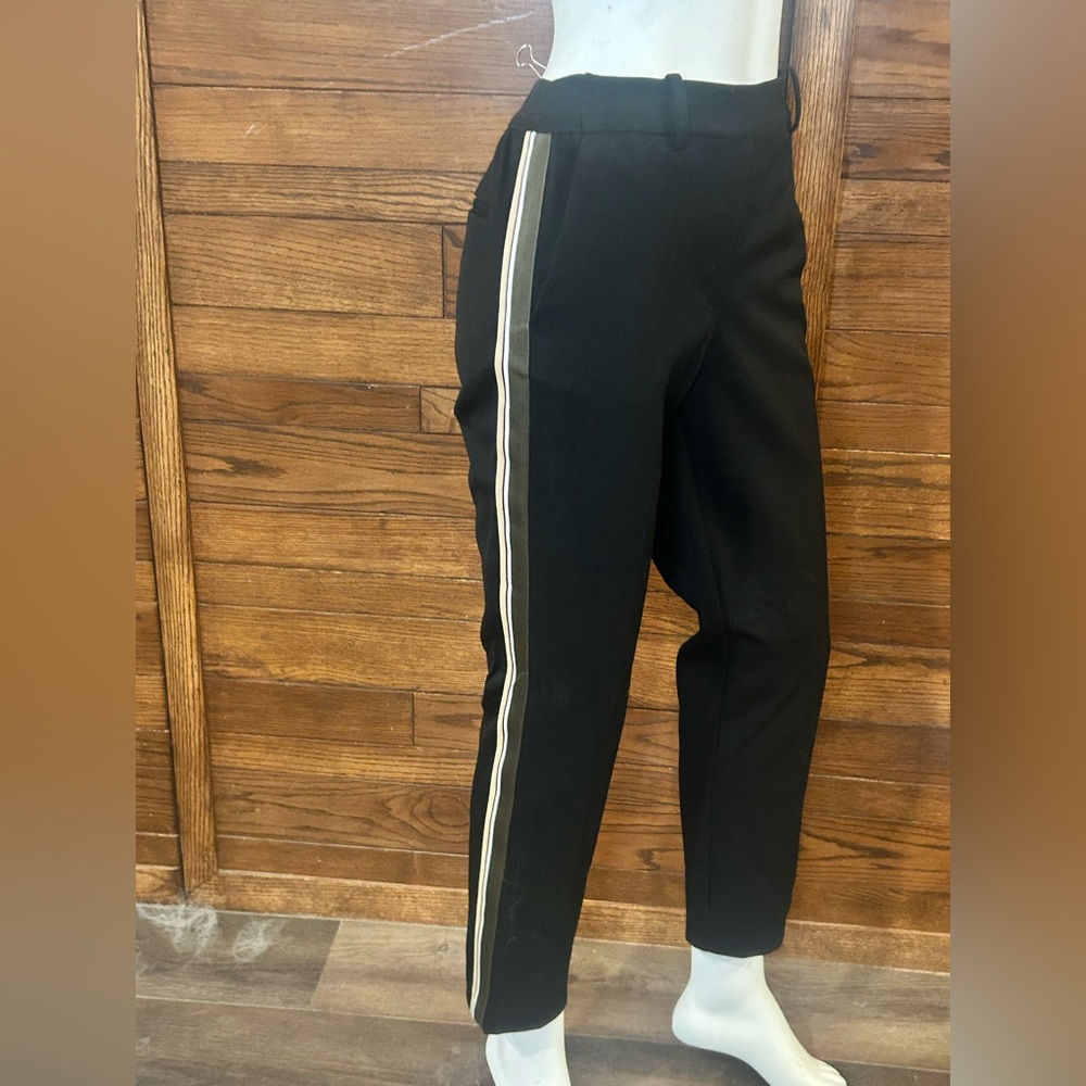 H&M beige and White stripe. Black. Tapered Trousers. Size 8. Stretch.